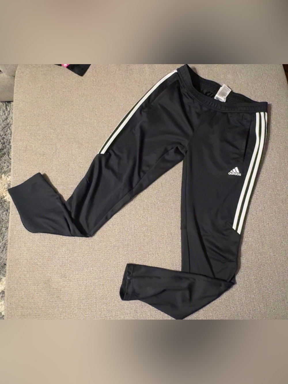 adidas Black Track Pants with White Side Stripes